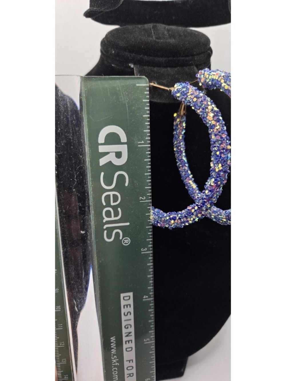 Sparkling Blue Sequin Hoop Earrings - Women's Accessories